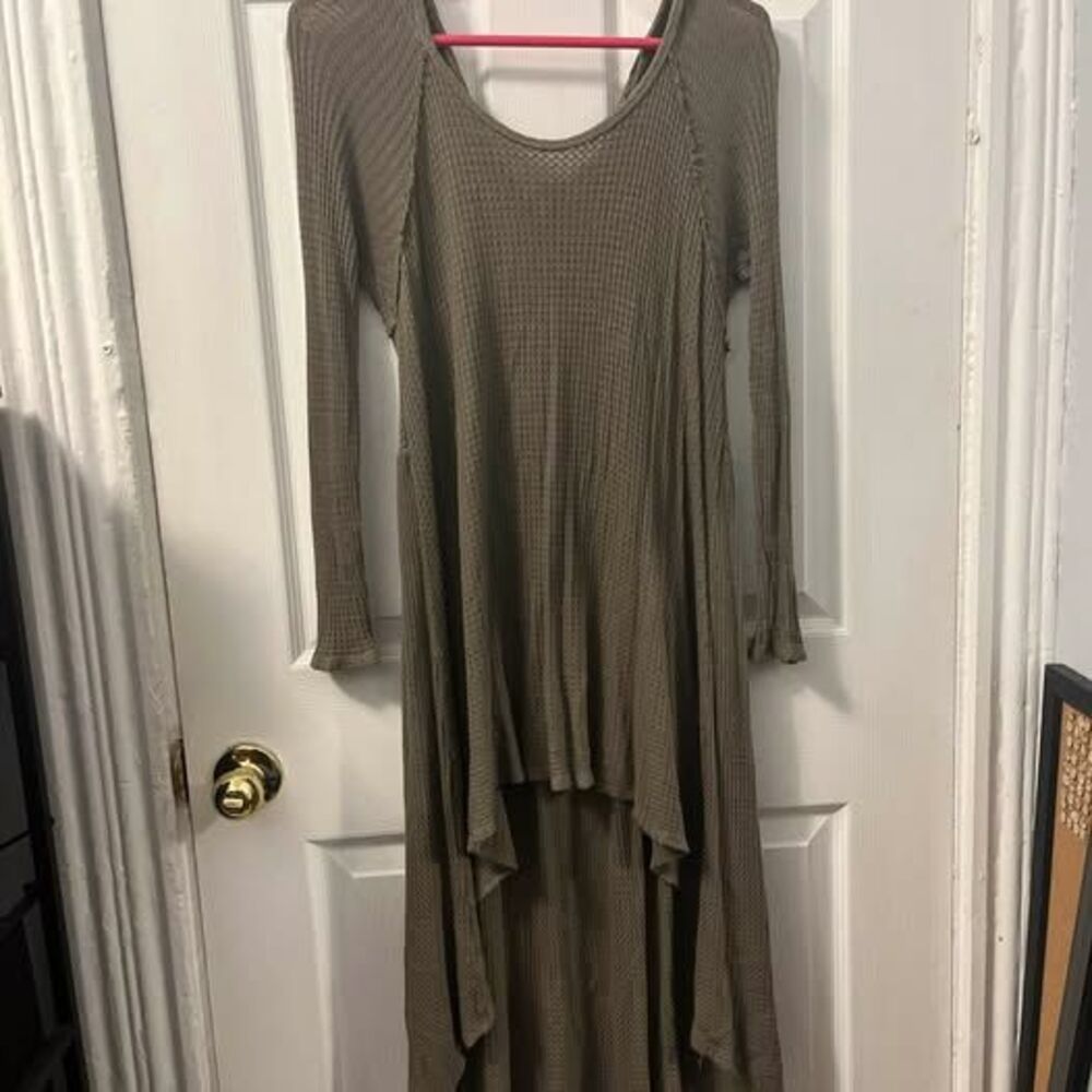 Saturdays by Kinnucan's Waffle Knit Hooded High-Low Shirt Dress Size S